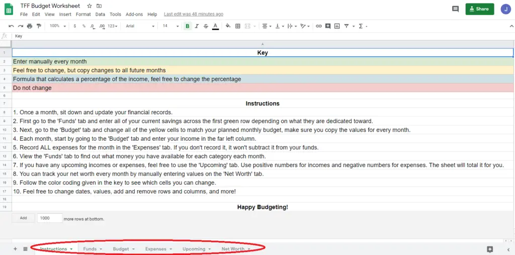 Spreadsheet for Budgeting Monthly